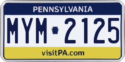 PA license plate MYM2125