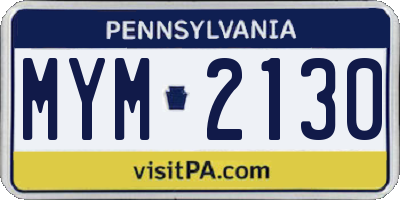 PA license plate MYM2130