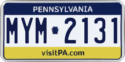 PA license plate MYM2131