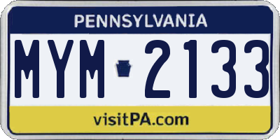 PA license plate MYM2133