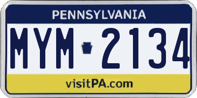 PA license plate MYM2134