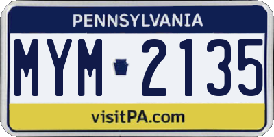 PA license plate MYM2135