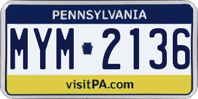 PA license plate MYM2136