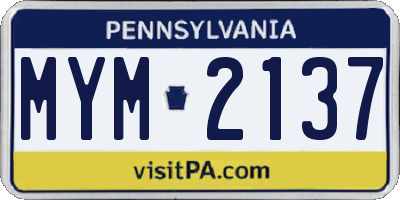 PA license plate MYM2137