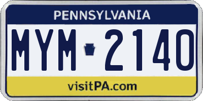 PA license plate MYM2140