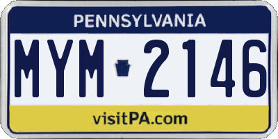 PA license plate MYM2146