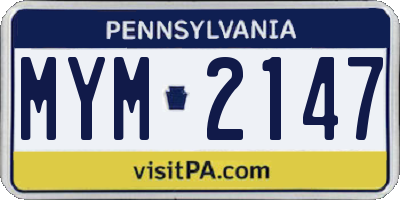 PA license plate MYM2147
