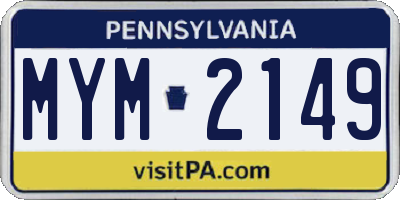 PA license plate MYM2149