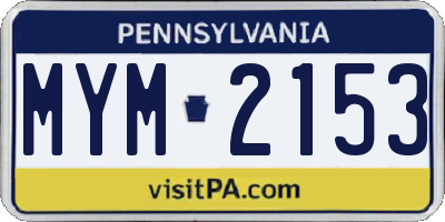 PA license plate MYM2153