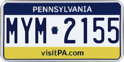 PA license plate MYM2155