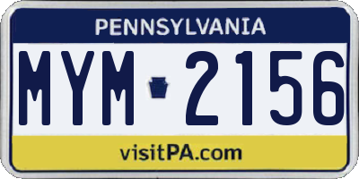 PA license plate MYM2156