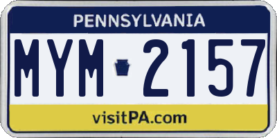 PA license plate MYM2157