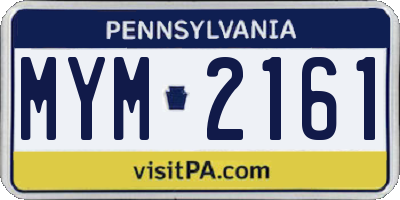 PA license plate MYM2161