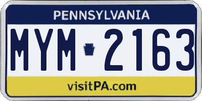 PA license plate MYM2163