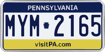 PA license plate MYM2165