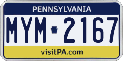 PA license plate MYM2167