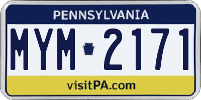 PA license plate MYM2171