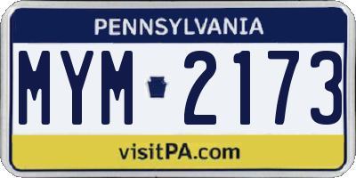PA license plate MYM2173