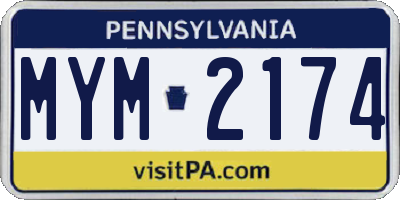 PA license plate MYM2174