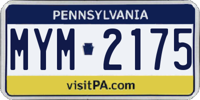 PA license plate MYM2175