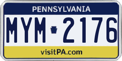 PA license plate MYM2176
