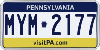 PA license plate MYM2177
