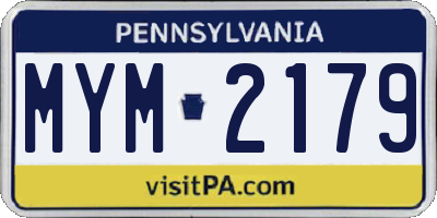 PA license plate MYM2179