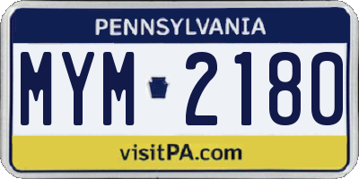 PA license plate MYM2180