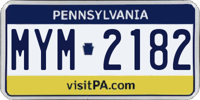 PA license plate MYM2182