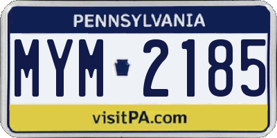 PA license plate MYM2185