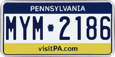 PA license plate MYM2186