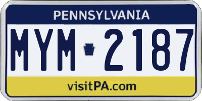 PA license plate MYM2187