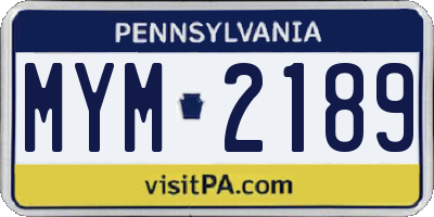 PA license plate MYM2189