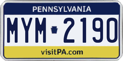 PA license plate MYM2190