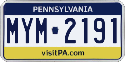 PA license plate MYM2191