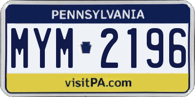 PA license plate MYM2196