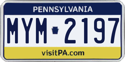 PA license plate MYM2197