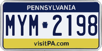 PA license plate MYM2198