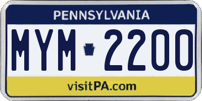 PA license plate MYM2200
