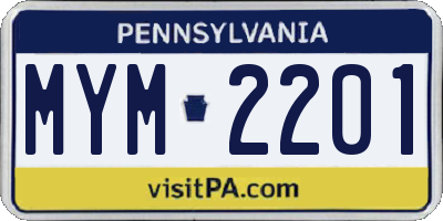 PA license plate MYM2201
