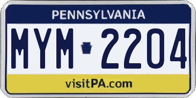 PA license plate MYM2204