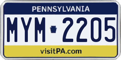 PA license plate MYM2205