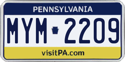 PA license plate MYM2209