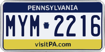 PA license plate MYM2216