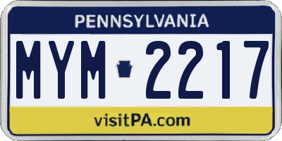PA license plate MYM2217