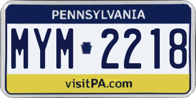 PA license plate MYM2218