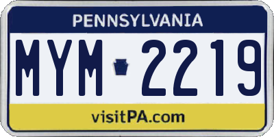 PA license plate MYM2219