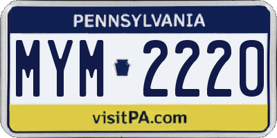 PA license plate MYM2220