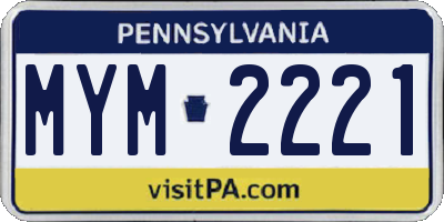 PA license plate MYM2221