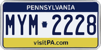PA license plate MYM2228